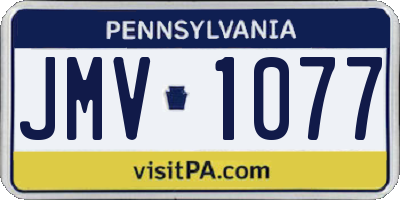 PA license plate JMV1077