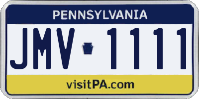 PA license plate JMV1111