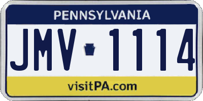 PA license plate JMV1114
