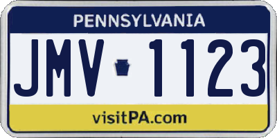PA license plate JMV1123