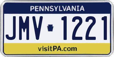 PA license plate JMV1221