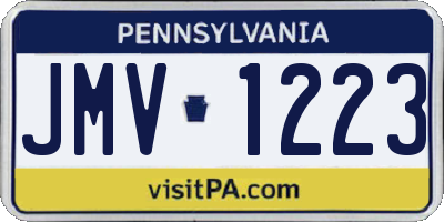 PA license plate JMV1223