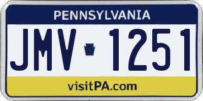 PA license plate JMV1251