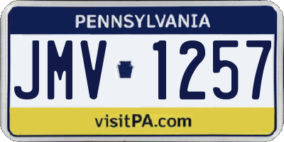 PA license plate JMV1257