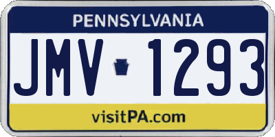 PA license plate JMV1293