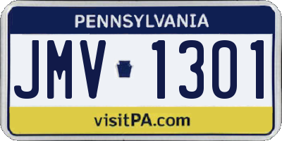PA license plate JMV1301