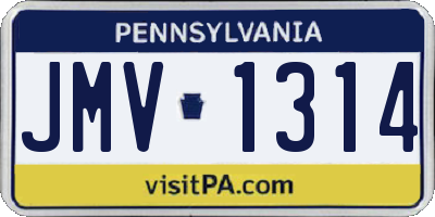 PA license plate JMV1314