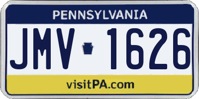 PA license plate JMV1626