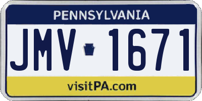 PA license plate JMV1671