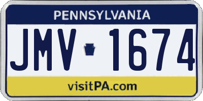PA license plate JMV1674