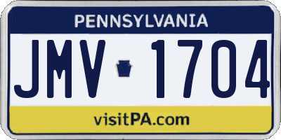 PA license plate JMV1704