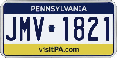 PA license plate JMV1821