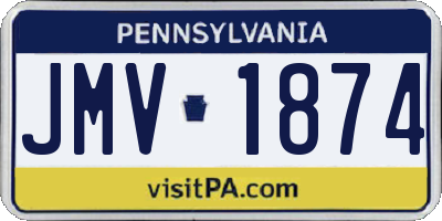PA license plate JMV1874