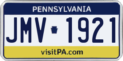PA license plate JMV1921