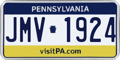 PA license plate JMV1924
