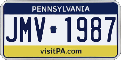 PA license plate JMV1987