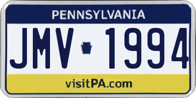 PA license plate JMV1994