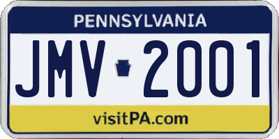 PA license plate JMV2001