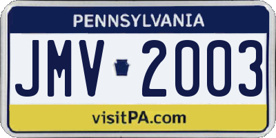 PA license plate JMV2003