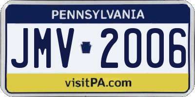 PA license plate JMV2006