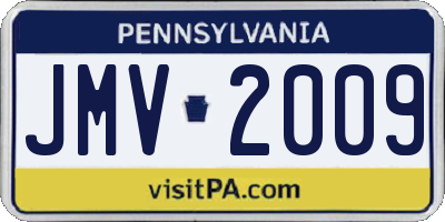 PA license plate JMV2009