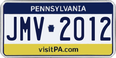 PA license plate JMV2012