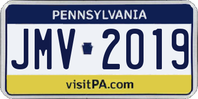 PA license plate JMV2019