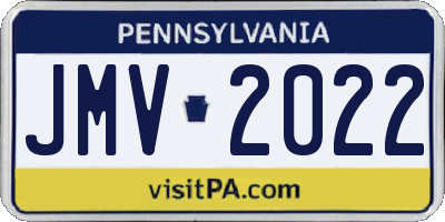 PA license plate JMV2022