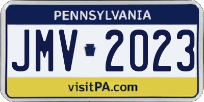 PA license plate JMV2023