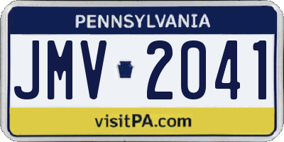 PA license plate JMV2041