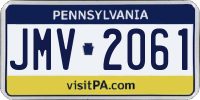 PA license plate JMV2061