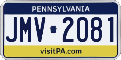 PA license plate JMV2081