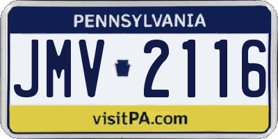 PA license plate JMV2116