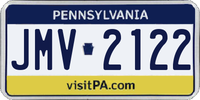 PA license plate JMV2122