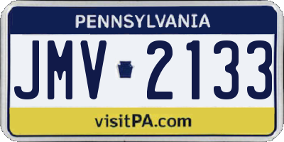PA license plate JMV2133