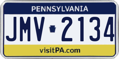 PA license plate JMV2134