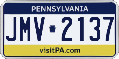 PA license plate JMV2137