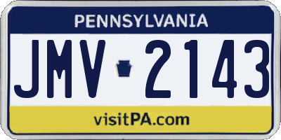 PA license plate JMV2143