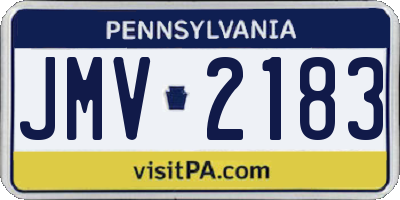 PA license plate JMV2183