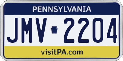PA license plate JMV2204