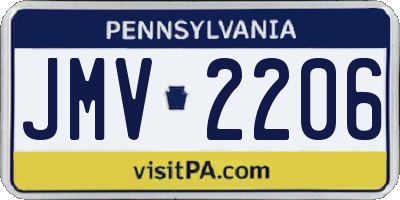 PA license plate JMV2206