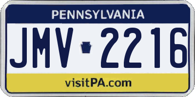 PA license plate JMV2216