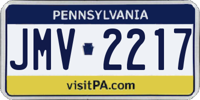 PA license plate JMV2217