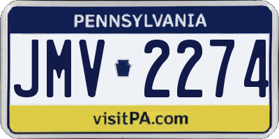 PA license plate JMV2274