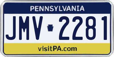 PA license plate JMV2281
