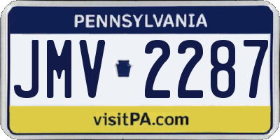PA license plate JMV2287