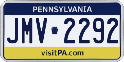 PA license plate JMV2292