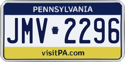 PA license plate JMV2296