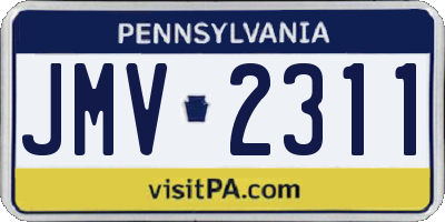 PA license plate JMV2311