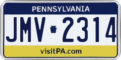 PA license plate JMV2314